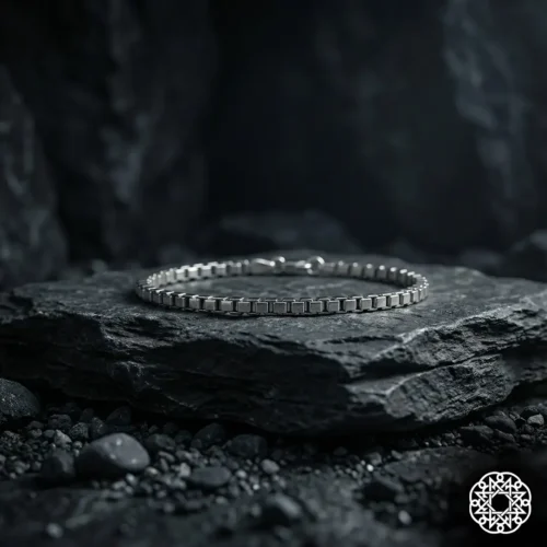 3 İnce Kare Halkalı Zincir Gümüş Erkek Bileklik Modeli