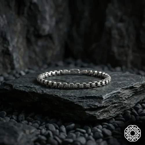 3 İnce Dokulu Kare Zincir Gümüş Erkek Bileklik Modeli