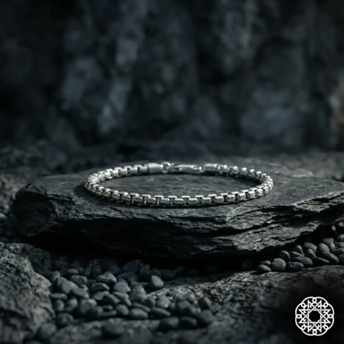 3 İnce Kare Zincir Gümüş Erkek Bileklik Modeli