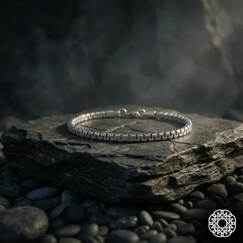 3 İnce Zikzak Desenli Zincir Gümüş Erkek Bileklik Modeli