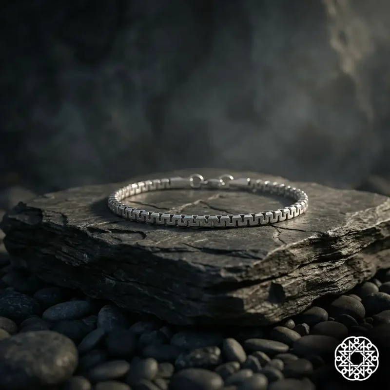 İnce Zikzak Desenli Zincir Gümüş Erkek Bileklik Modeli