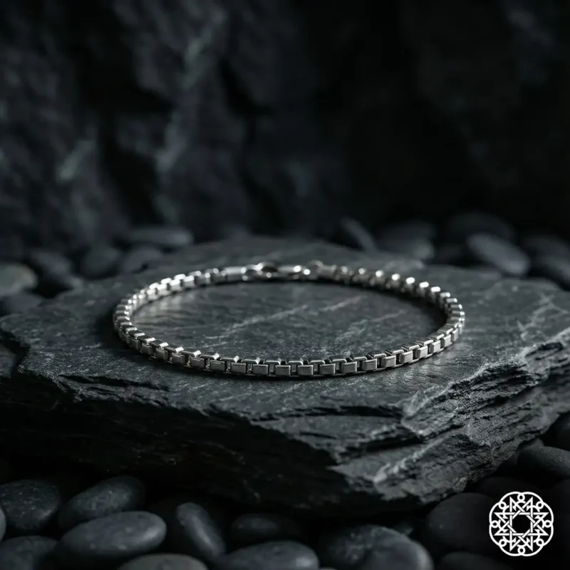 3 Düz Kare Zincir Gümüş Erkek Bileklik Modeli