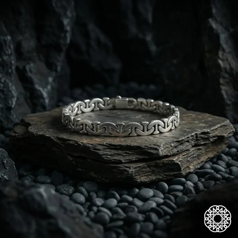 3 Dalga Desen Gümüş Erkek Bileklik Modeli