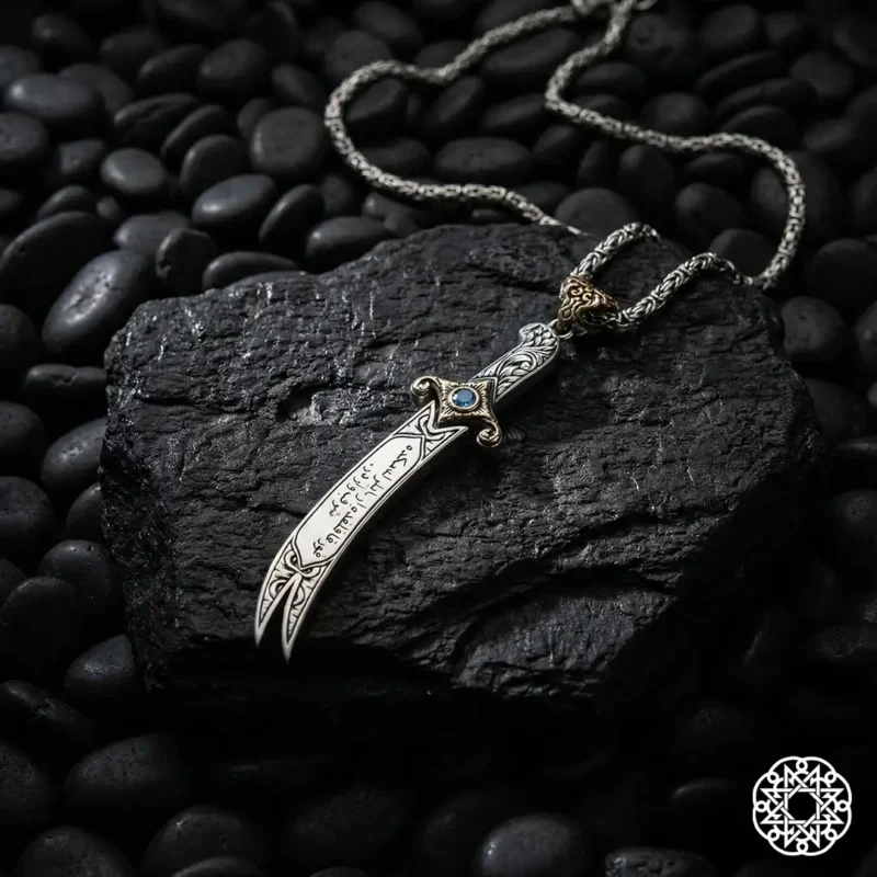 Kapaklı Kılıç Gümüş Erkek Kolye