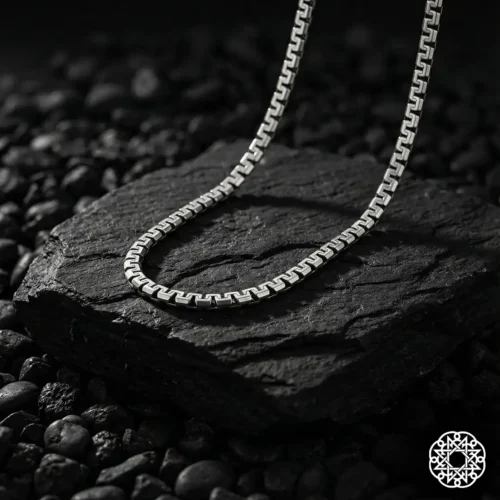 3 Kare Desen Gümüş Erkek Kolye Modeli