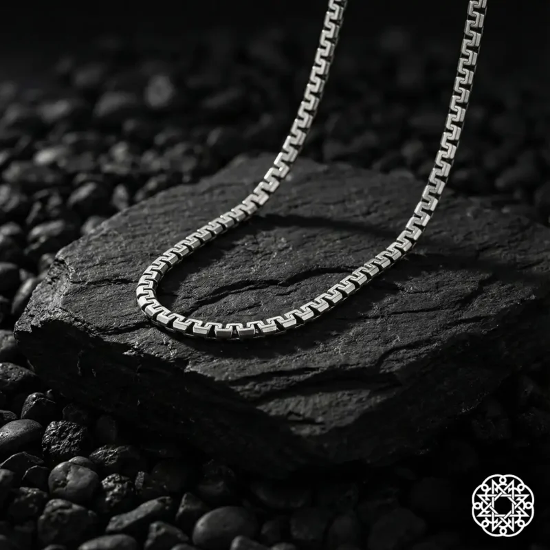 3 Kare Desen Gümüş Erkek Kolye Modeli