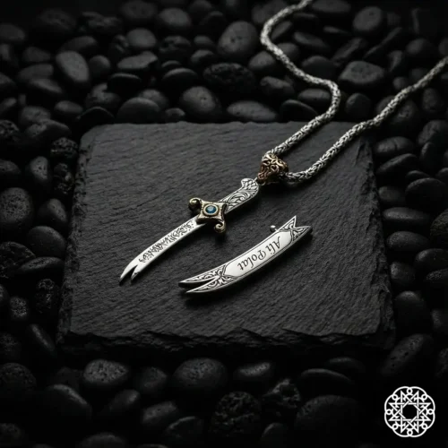 Kapaklı Kılıç Gümüş Erkek Kolye