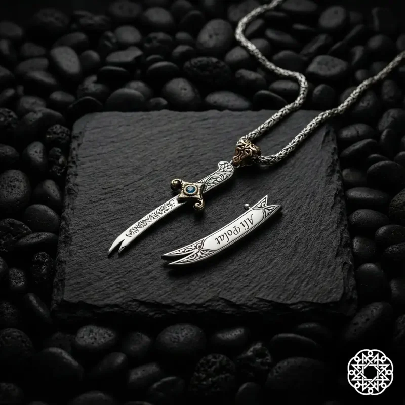 Kapaklı Kılıç Gümüş Erkek Kolye