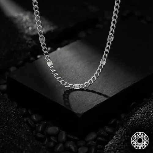 4 Motifli Gurmet Zincir Gümüş Erkek Kolye Modeli