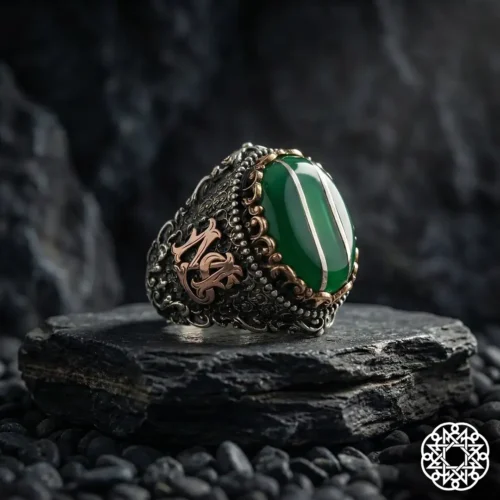 435yhtb Galalit Taşlı Hiç Harf Gümüş Yüzük