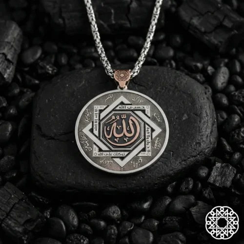 SAFDGW Allah Bana Yeter Ayatel Kürsi Ve Esma-Ül Hüsna Gümüş Kolye Modeli