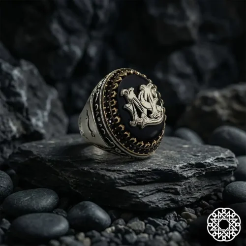 Sabır Hiç ve İsimli Gümüş Erkek Yüzük Modeli