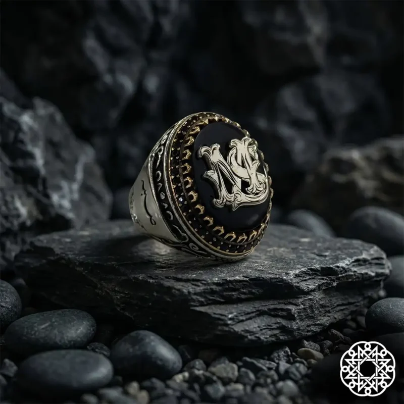 a Sabır Hiç ve İsimli Gümüş Erkek Yüzük Modeli