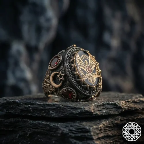 a2 Devlet Kartalı Gümüş Erkek Yüzük Modeli