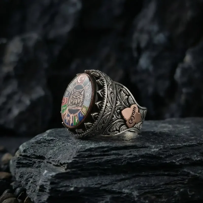 c2 İsimli Türk Devletleri Gümüş Erkek Yüzük Modeli