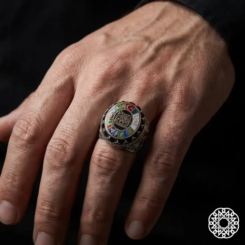 c3 İsimli Türk Devletleri Gümüş Erkek Yüzük Modeli