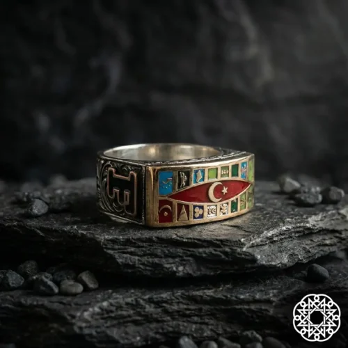 cvxbnrt Türk Devletleri Gümüş Erkek Yüzük Modeli
