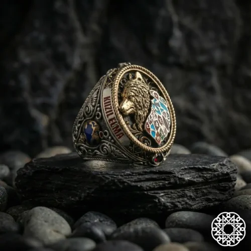 gfdhnhjw3r Külli Cihan Kızıl Elma Gümüş Erkek Yüzük Modeli