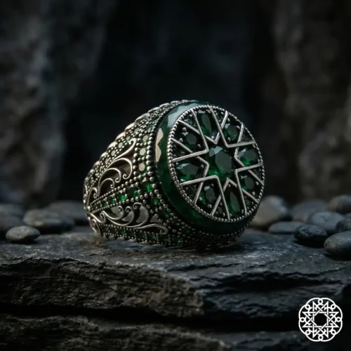 l1 Green Gümüş Erkek Yüzük Modeli