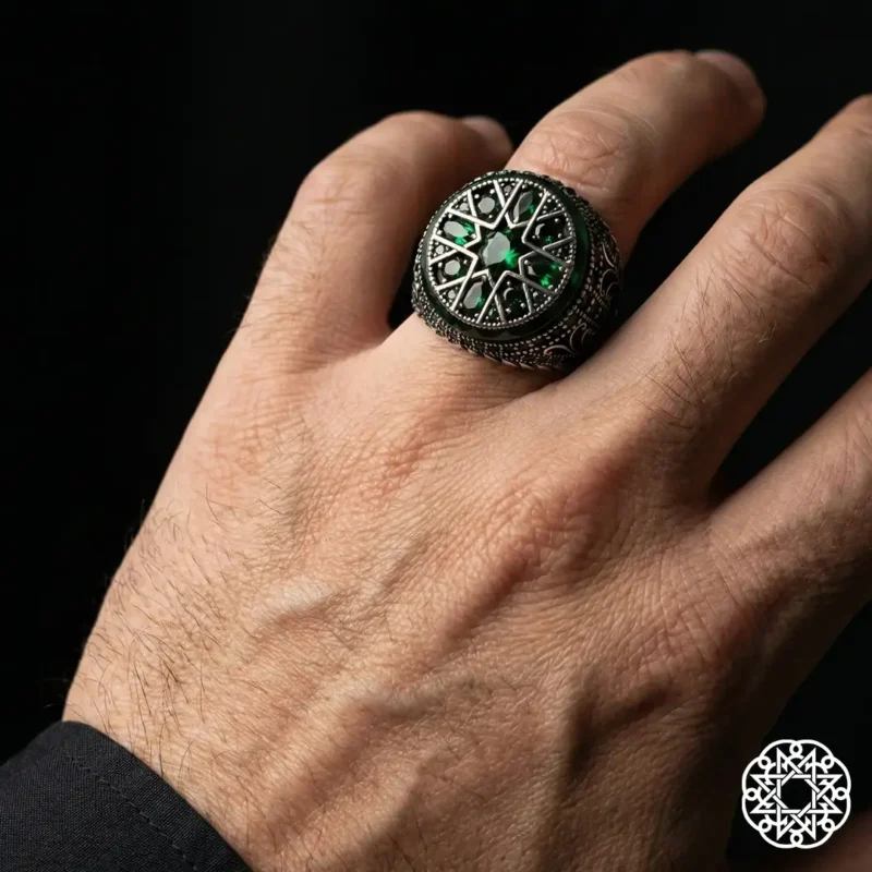 l3 Green Gümüş Erkek Yüzük Modeli