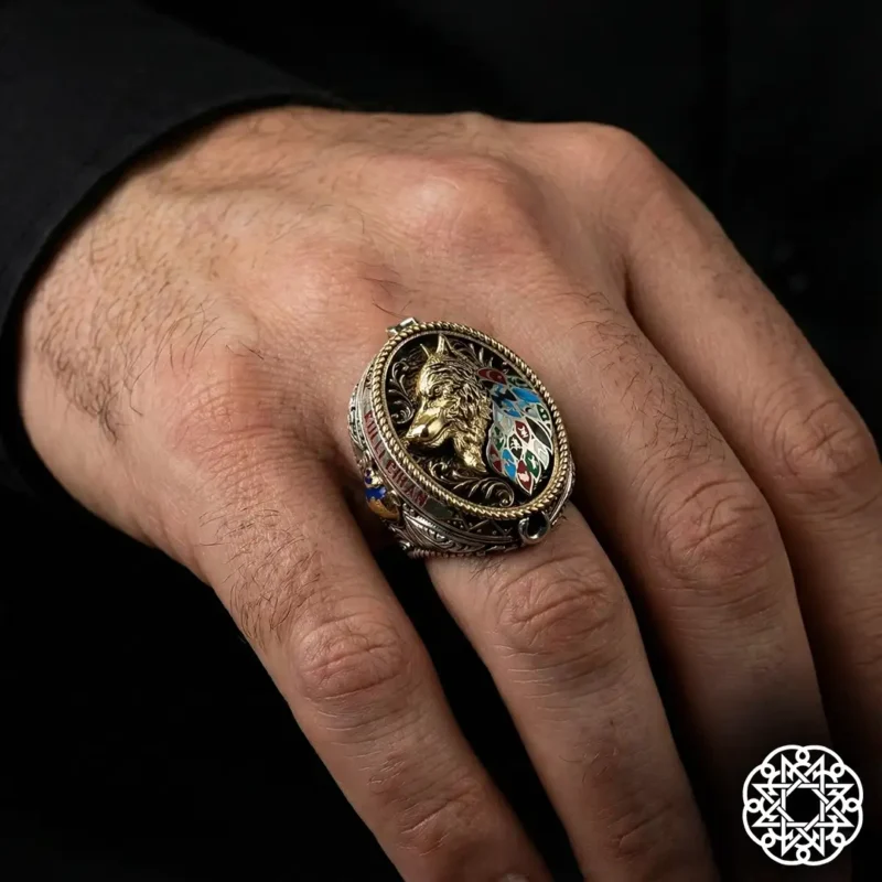 Külli Cihan Kızıl Elma Gümüş Erkek Yüzük Modeli