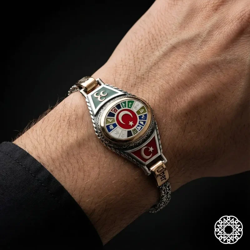 Devlet Kartalı 3 Hilal & Ayyıldız Gümüş Bileklik Modeli