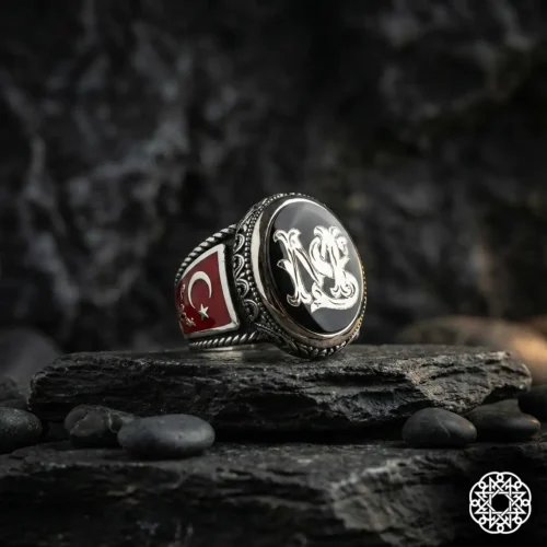 İsimli Ayyıldız Gümüş Erkek Yüzük Modeli