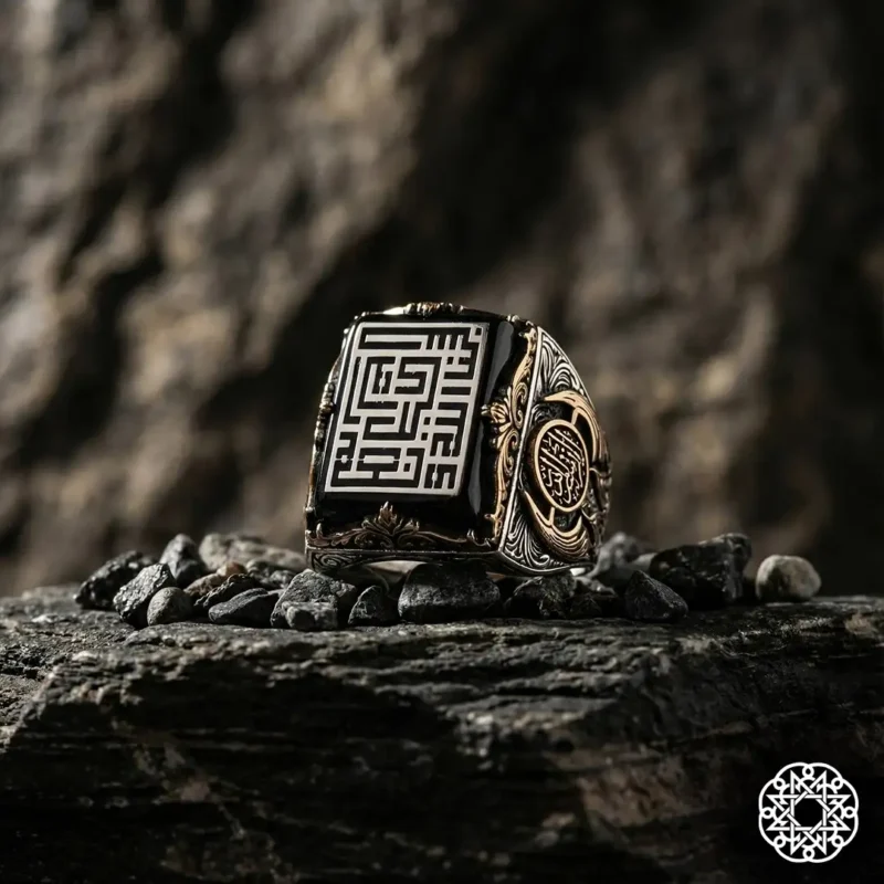 Allah Bize Yeter Gümüş Erkek Yüzük Modeli