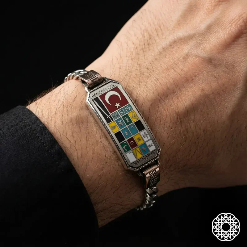 Türk Destanı Gümüş Erkek Bileklik Modeli