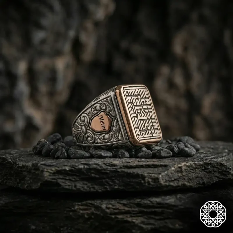 Hasbiyallah Gümüş Erkek Yüzük Modeli