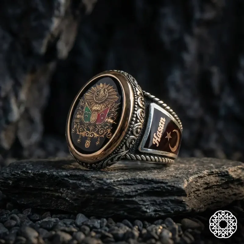 2 Osmanlı Arması Gümüş Yüzük Modeli