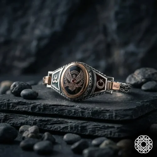 Devlet Kartalı 3 Hilal Ayyıldız Gümüş Bileklik Modeli