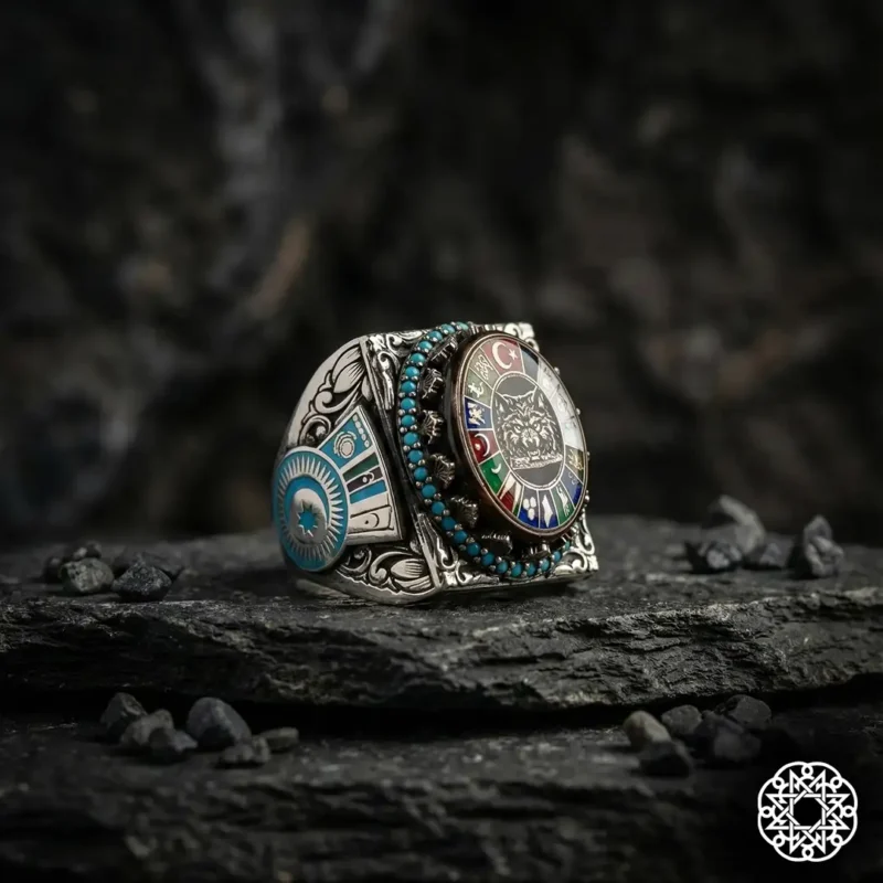 3 Emanet Türk Teşkilatı Gümüş Yüzük Modeli