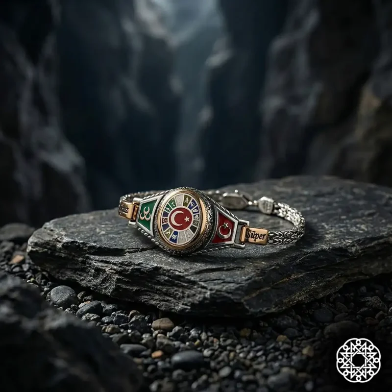 Devlet Kartalı 3 Hilal & Ayyıldız Gümüş Bileklik Modeli