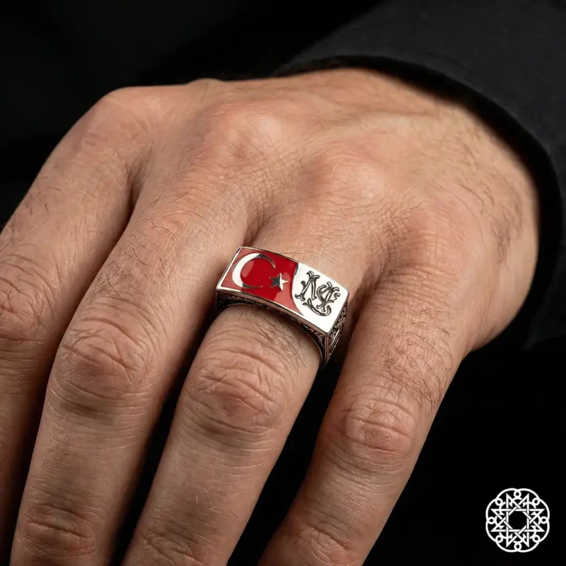 Ayyıldız Ve Harfli Gümüş Yüzük Modeli