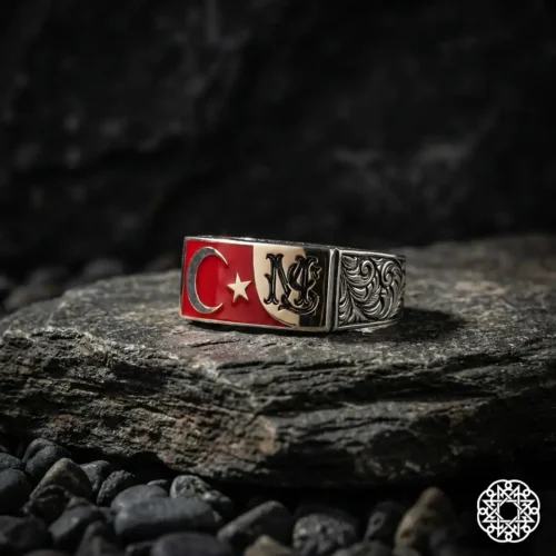 3 Ayyıldız Ve Harfli Gümüş Yüzük Modeli