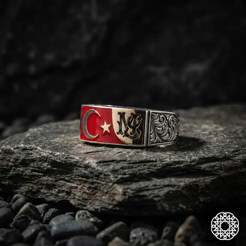 Ayyıldız Ve Harfli Gümüş Yüzük Modeli