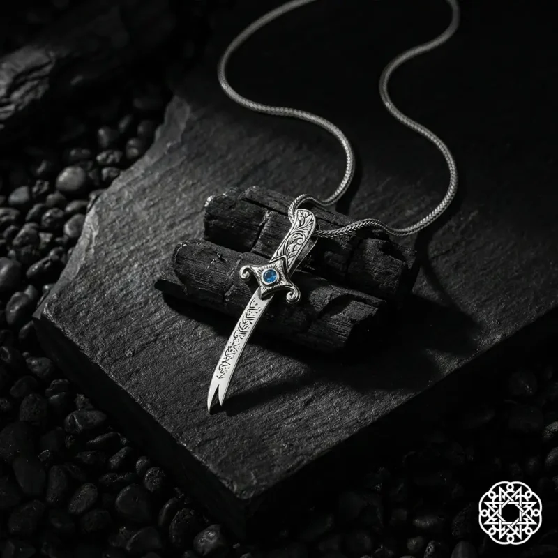 İsimli Zülfikar Allah Bana Yeter Gümüş Kolye