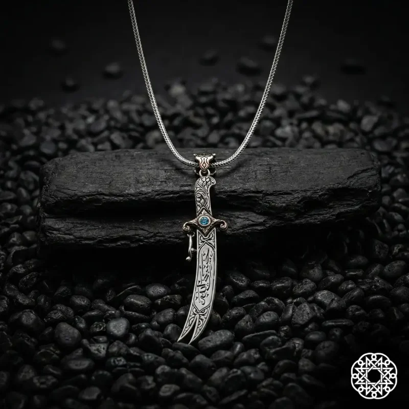 İsimli Zülfikar Allah Bana Yeter Gümüş Kolye