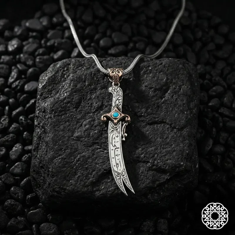 İsimli Zülfikar Allah Bana Yeter Gümüş Kolye